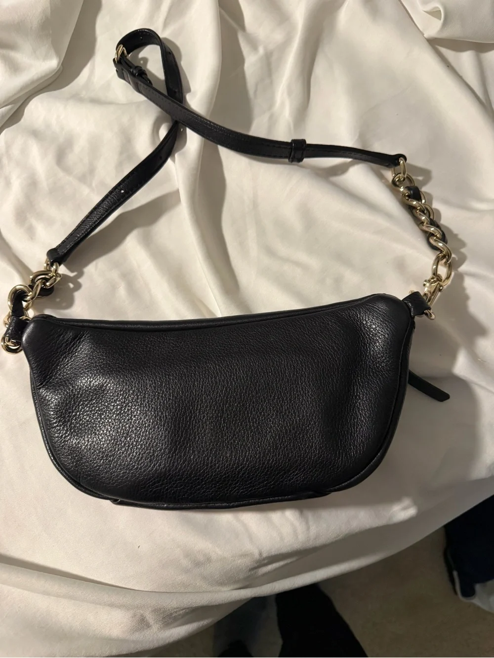 kate spade Black Leather Crossbody Belt Bag with Gold Hardware